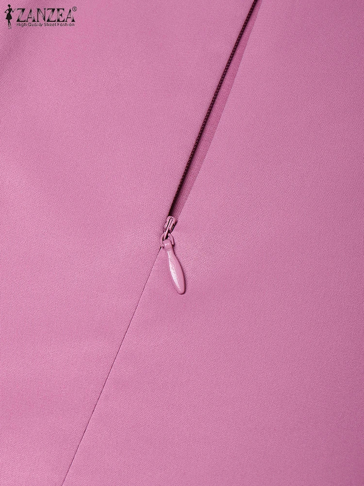 Women Elegant 3/4 Sleeve Work Blouses ZANZEA Summer Office Shirt Stylish Bows Slim Fit Tunic Tops Casual Solid Party Blusas 2025