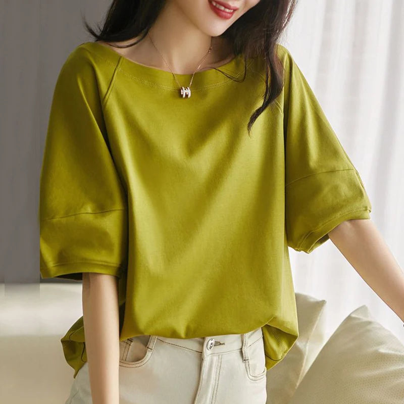 ZANZEA Women Casual Half Sleeve Blouse 2024 Summer Loose Boat Neck Tops Korean Harajuku Solid Blusas Fashion Holiday Plain Tunic