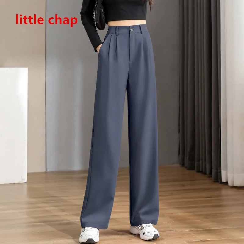 Women'S Loose Spring Summer 2025 New High Waist Wide Legs Slim Casual Trousers Korean Fashion Trend Female Suit Straight Pants