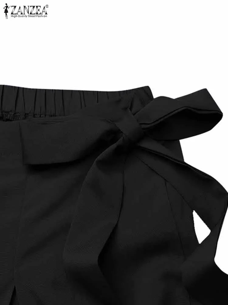 2025 Summer Wide Leg Pants ZANZEA Elegant Women High Waist Long Trousers Pleated Pantalon Casual Flare Pant Oversized Streetwear