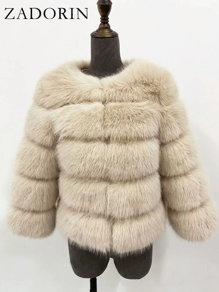 ZADORIN S-6XL Mink Coat Winter Black White Faux Fur Coat Woman Elegant Fluffy Faux Fur Jacket Top Short Fur Coats Woman Clothing