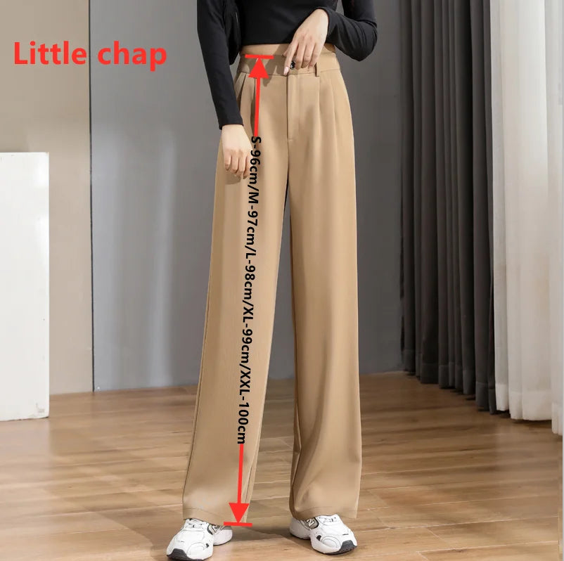 Women'S Loose Spring Summer 2025 New High Waist Wide Legs Slim Casual Trousers Korean Fashion Trend Female Suit Straight Pants