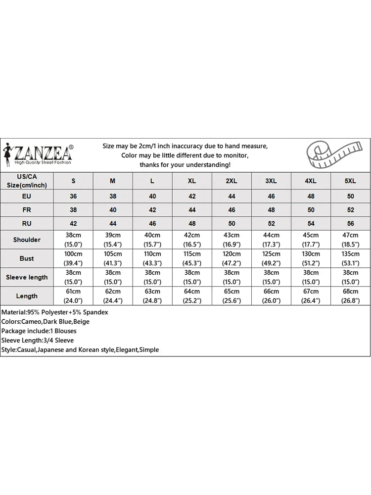 ZANZEA Women Elegant Mesh Ruffle 3/4 Sleeve Blouse Chic Designer Stand Collar Tops 2025 Autumn Party Shirts Korean Loose Tunics