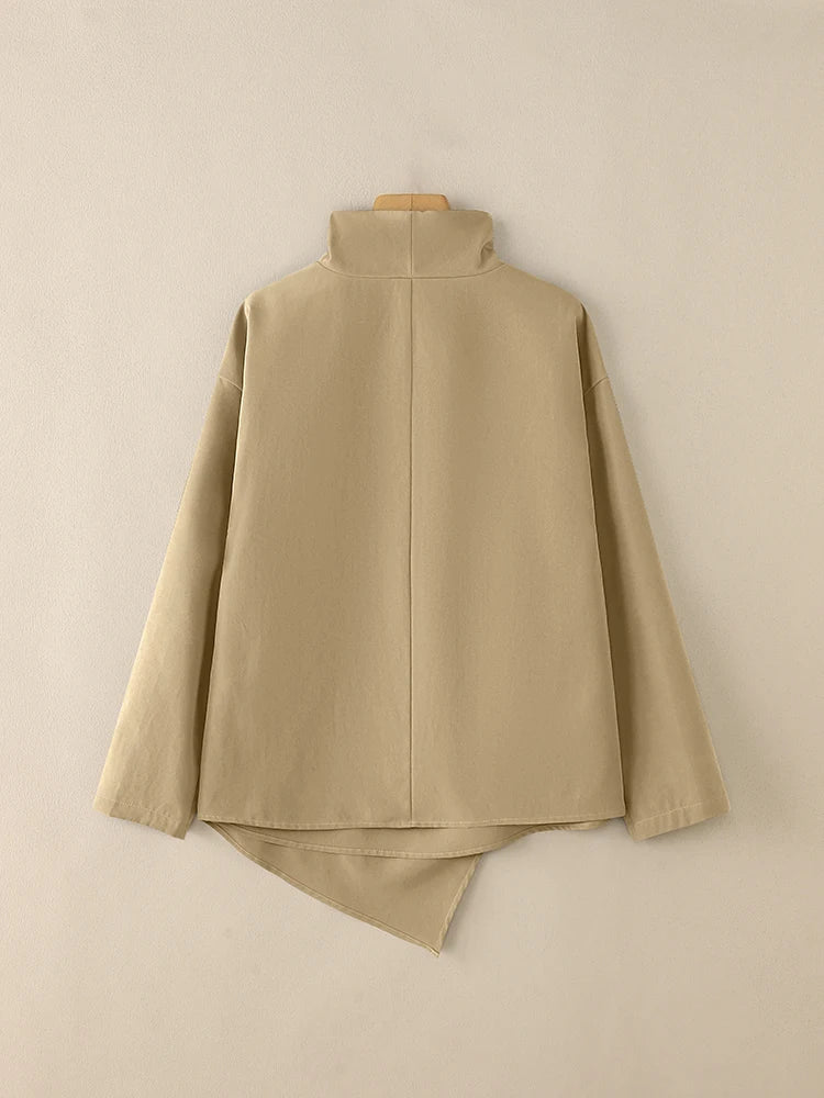 2025 ZANZEA Stylish Autumn Blouses Women Turtleneck Tops Elegant Long Sleeve Office Work Shirt Solid Irregular Blusas Oversize