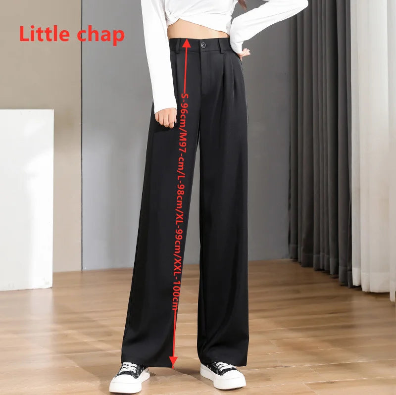 Women'S Loose Spring Summer 2025 New High Waist Wide Legs Slim Casual Trousers Korean Fashion Trend Female Suit Straight Pants